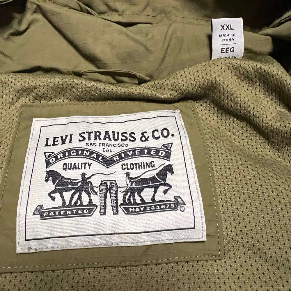Levis Ripstop Jacket Mens XXL Green Nylon Hooded Coat Outdoor - Picture 8 of 9
